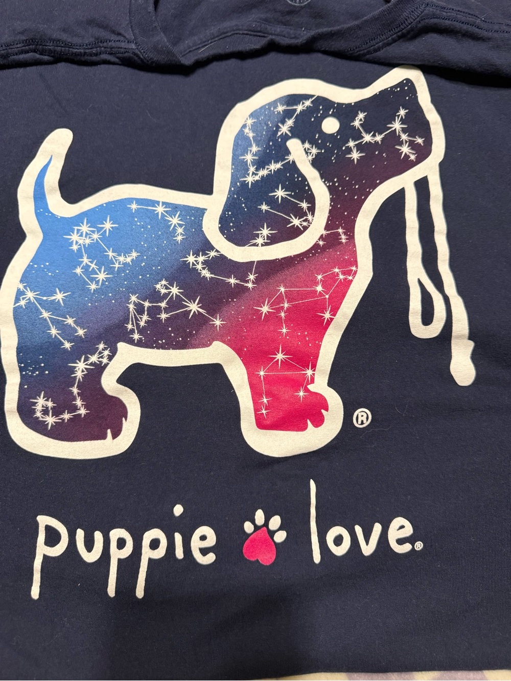 Galaxy Dog Graphic Tee - Navy with Blue & Pink Accent